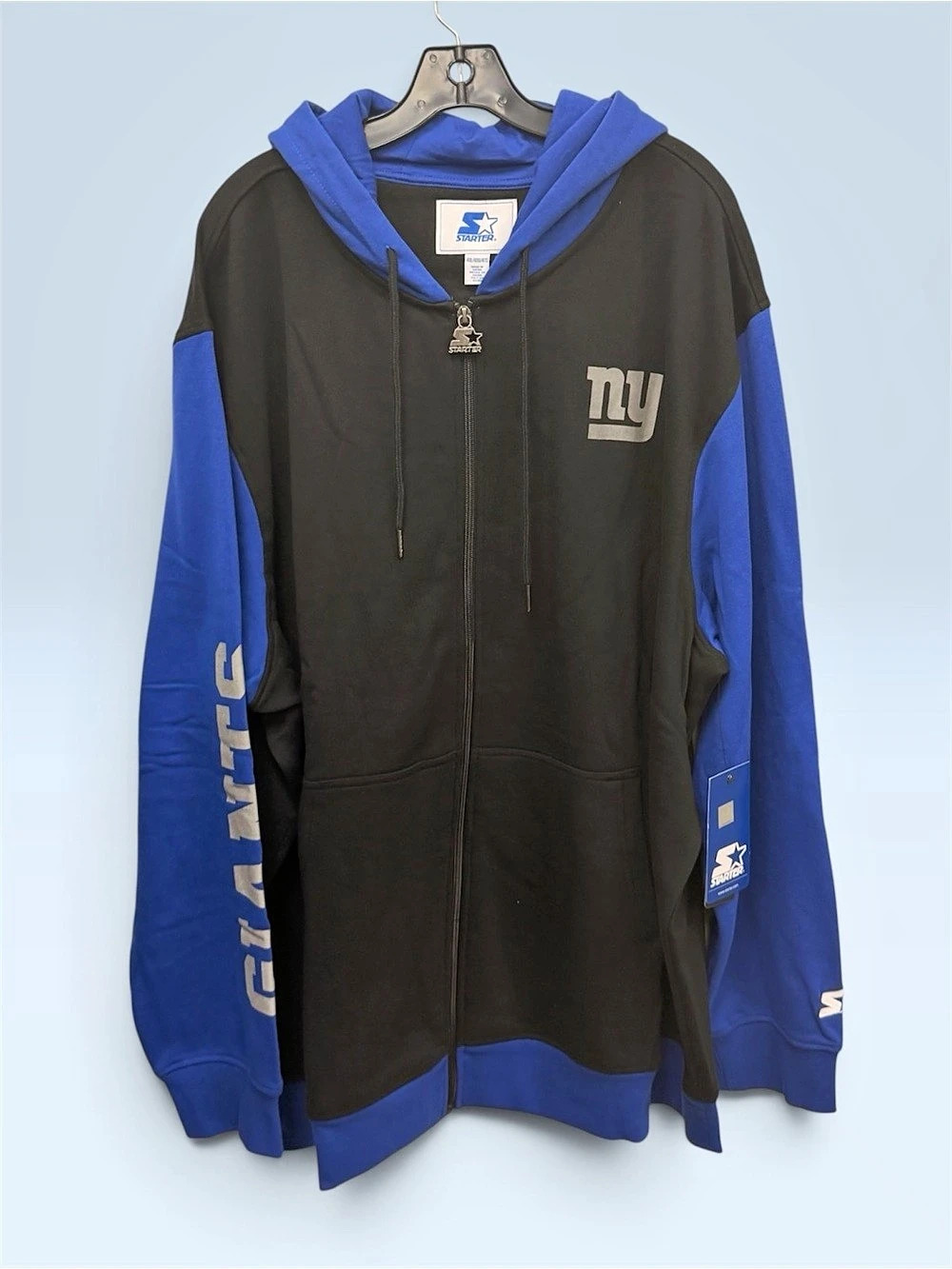 Starter New York Giants full-zip hoodie Color Block Hoodie Black & Blue Size 4XL